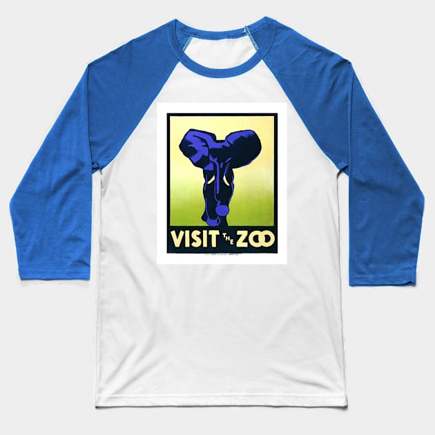 Restored Vintage WPA Blue Elephant Poster for Philadelphia Zoo Baseball T-Shirt by vintageposterco